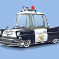 Classic Police Car With Red Blue Lights 911 Number And Badge Design