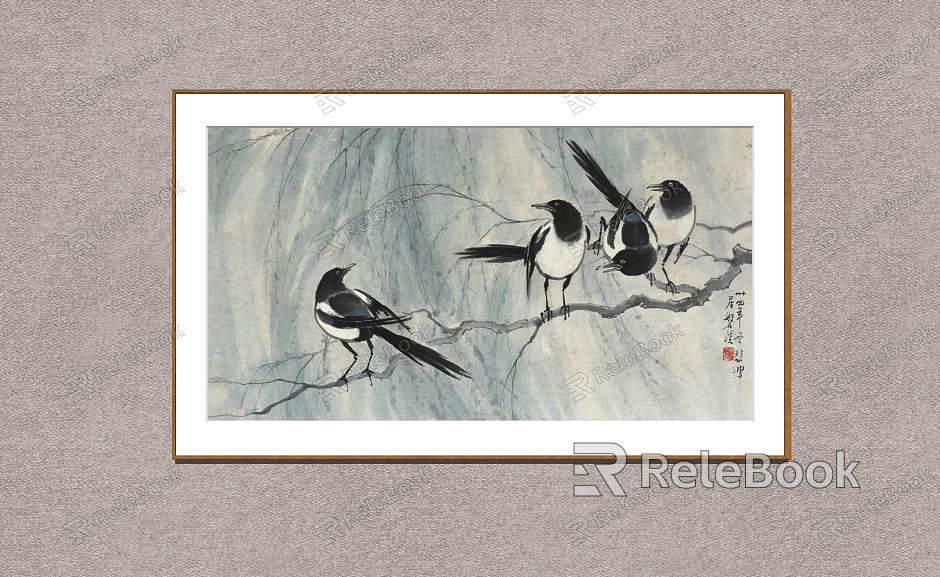 New Chinese Animal Painting Xu Beihong Four Joys model