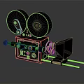Vintage Movie Projector With Dual Film Reels Metal Body Control Knobs And Adjustable Lens