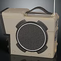Old Fashioned Portable Beige Television With Antenna And Black Speaker Grill Design