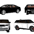Luxury Car Collection With Black Audi Sedan And White Range Rover SUV Models