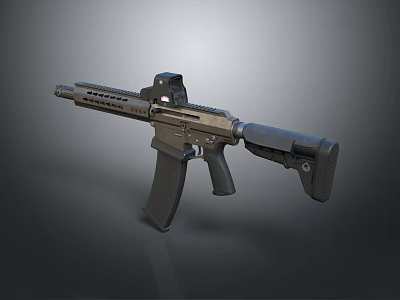 Modern Tactical Rifle With Scope Ventilated Handguard Black Metallic Finish Ergonomic Grip 3d model