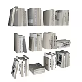 Stylish Books And Magazines Collection With Stacked Standing And Flat Arrangements In Various Designs