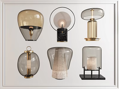 Contemporary Table Lamps Featuring Diverse Designs Glass Shades And Marble Accents 3d model