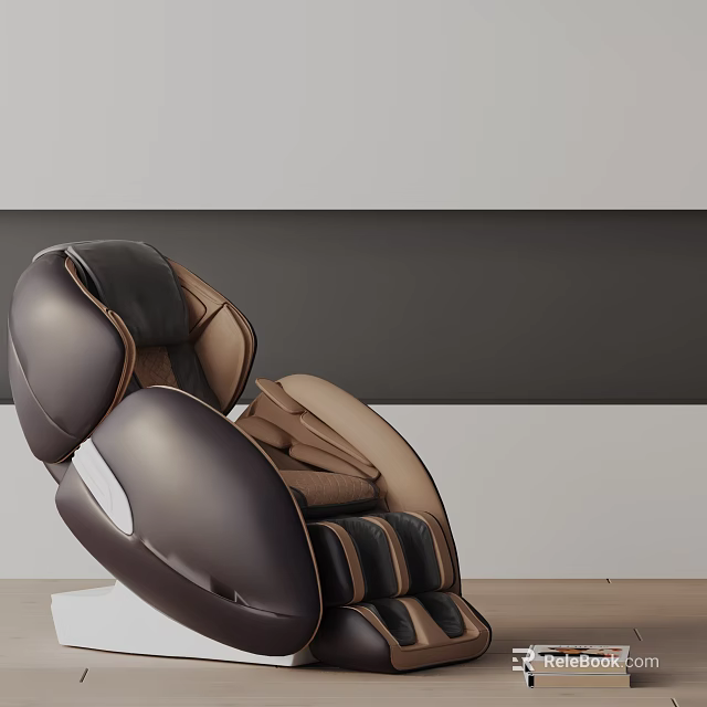 Modern Dark Brown Leather Massage Chair With Ergonomic Design And Comfortable Seating 3d model 