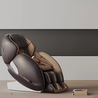 Modern Dark Brown Leather Massage Chair With Ergonomic Design And Comfortable Seating 3d model
