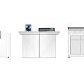 Three White Functional Desks Featuring Control Panel Tablet and Storage Compartments 3d model