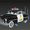 Cartoon Sheriff Police Car With Big Blue Eyes Red Emergency Light And Vintage Design
