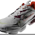 White Running Shoes with Red Green Accents Mesh Upper Cushioned Sole Nike Logo