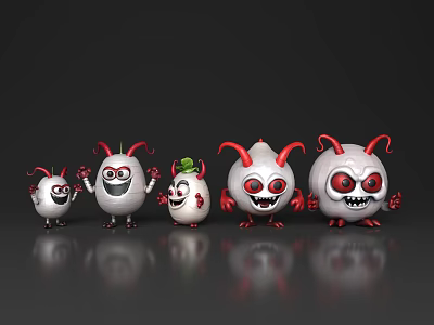 White radish cartoon white radish white radish head white radish grimace cartoon personification white radish people fruits and vegetables food cartoon material 3d model