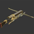 Mechanical Crossbow Weapon with Metal Frame Wooden Grip and Red Accents