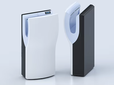 Modern Bathroom Accessories White And Black Hand Dryers With Sleek Design 3d model