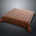 Brown Square Cushion Featuring Hexagonal Pattern and Soft Fabric Fringed Edges 3d model