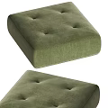 Two Green Velvet Tufted Ottomans With Button Design For Home Decor 3d model