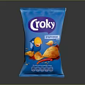 Croky Paprika Flavored Potato Chips In Blue Packaging With Crispy Design