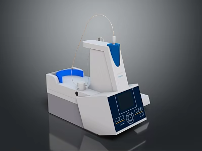 White And Blue Laboratory Testing Equipment With Digital Display Control Panel And Connecting Tube 3d model