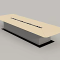 Modern Conference Table Featuring Light Colored Top and Gray Base Strip Detail 3d model