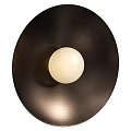 Modern Circular Wall Light with Brushed Metal Frame and White Spherical Bulb