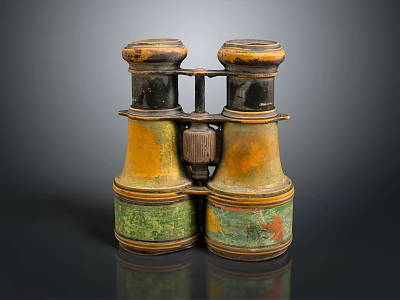Antique Binoculars As Commercial Equipment Featuring Vintage Brass Design And Retro Look 3d model