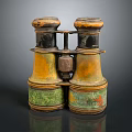 Antique Binoculars As Commercial Equipment Featuring Vintage Brass Design And Retro Look
