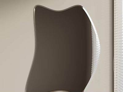 Modern Unique Shaped Mirror With Textured Edges Against Light Colored Wall And Blinds 3d model