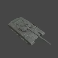 Dark Green Military Tank With Long Barrel Tracks And Armored Turret Design
