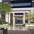 Modern Residential Entrance Gate Design With Lush Greenery And Building Exterior