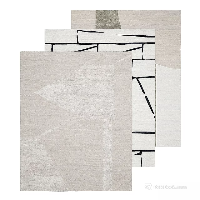 Modern Square Rugs With Abstract Geometric Patterns In Neutral Tones For Home Decor 3d model