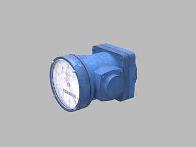 Blue Industrial Equipment Gauge With Round Dial And Sturdy Blue Housing 3d model