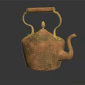 Vintage Copper Teapot With Wooden Handle And Golden Accents For Daily Living