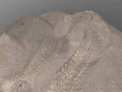 Rough Textured Sand Pile With Clear Tire Tracks On Gray Background 3d model