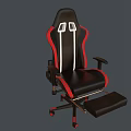 Ergonomic Gaming Chair Black Red With White Stripes Armrests Footrest Leather Design Rolling Wheels