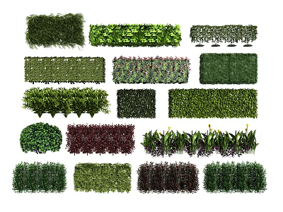 Diverse Flower Plant Wall Designs With Various Greenery Shapes And Styles 3d model