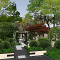 Traditional Chinese Architectural Gateway With Symmetrical Design Circular Ornament Water Feature And Greenery