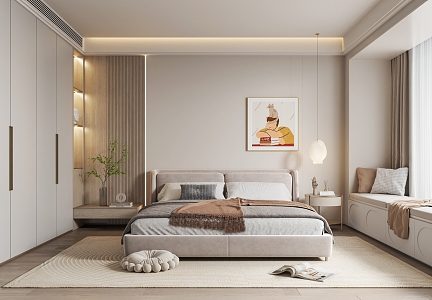 Modern Bedroom Cream Bedroom 3d model