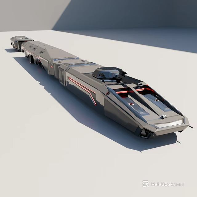 Futuristic High Speed Train With Sleek Metallic Body And Streamlined Design 3d model 