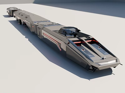 Futuristic High Speed Train With Sleek Metallic Body And Streamlined Design 3d model