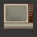 Vintage Electronic Appliance Retro Television With Wooden Case And Control Buttons