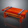 Wooden Stool With Metal Straps For Home Decor And Practical Use 3d model