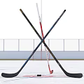 Outdoor Ice Hockey Rink With Fencing Goal Net And Hockey Sticks For Fitness Training