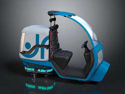 Blue and White Modern Taxi Motorcycle With Transparent Canopy Black Seat And Alen Taxi Logo 3d model