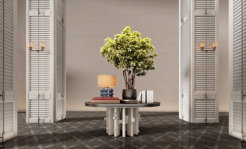 Hotel end view table porch table ornaments floral moss combination 3d model