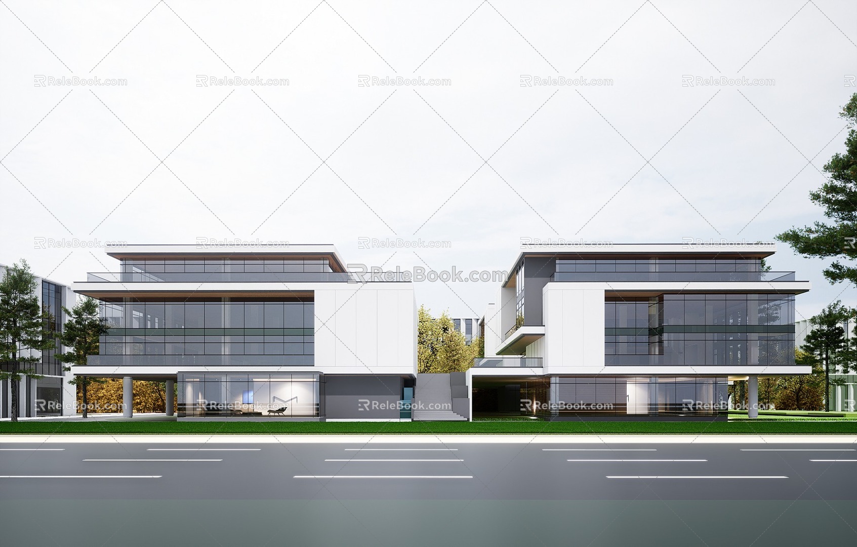 Modern Industrial Factory Building Multi-storey Factory Building Modern Factory Building Square Factory Building Multi-storey Office 3d model