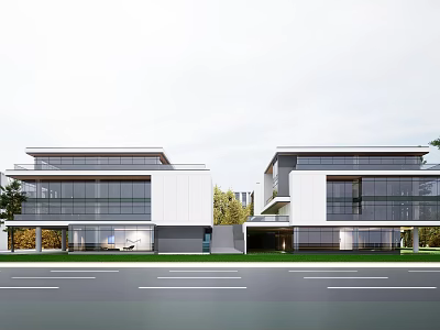 Modern Industrial Factory Building With Glass Curtain Walls And Steel Frame Structure 3d model
