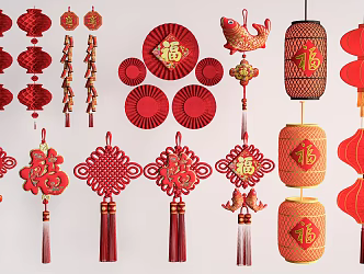 Chinese Lantern Chinese Knot New Year Decorative Wall Decoration Pendant New Year Pendant 3d model