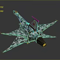 Camouflage Pattern Model Fighter Jet With Red Logo On Tail And Yellow Nose