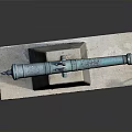 Ancient Bronze Cannon Weapon Displayed On Stone Pedestal With Stone Slab