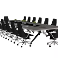Spacious Modern Conference Table With Ergonomic Black Office Chairs In Professional Business Meeting Room