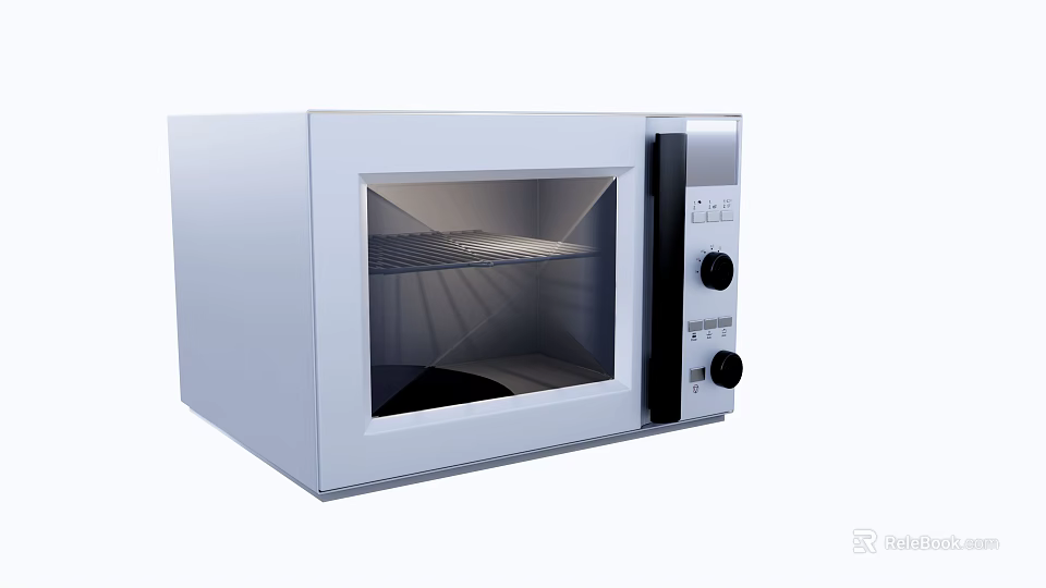 White Microwave Oven With Glass Door And Knob Controls For Kitchen Appliance Use 3d model 