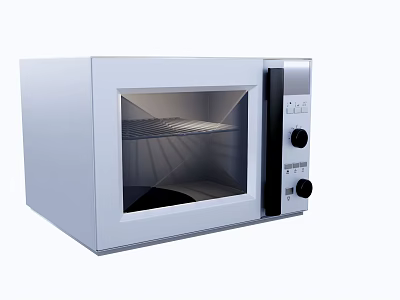 White Microwave Oven With Glass Door And Knob Controls For Kitchen Appliance Use 3d model